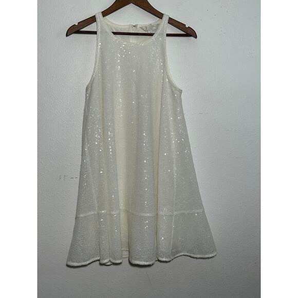 LC Lauren Conrad Dresses & Skirts - LC LAUREN CONRAD Sequin Trapeze Sleeveless Antique White Mini Dress Size 6